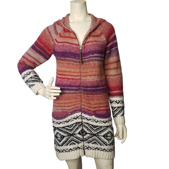 EDDIE BAUER Alpaca Wool Hooded Zip Front Cardigan Sweater Size Medium - Picture 7 of 7